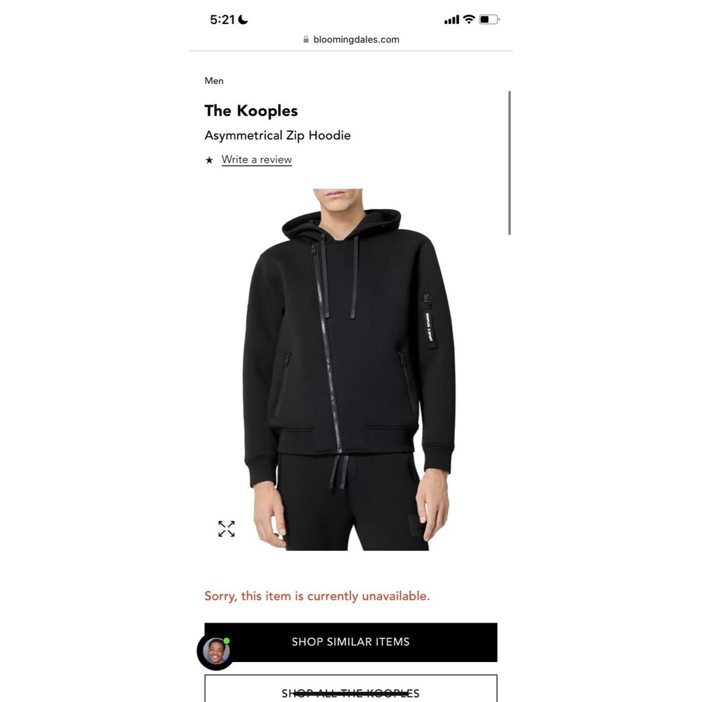 The Kooples Black Zip Up Hoodie